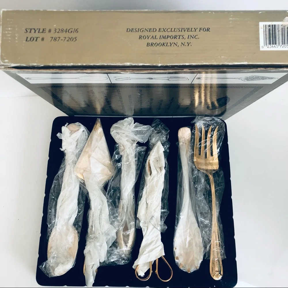 Vintage New Royal Imports, Inc Gold Plated Serving Set 6 Piece Oversized